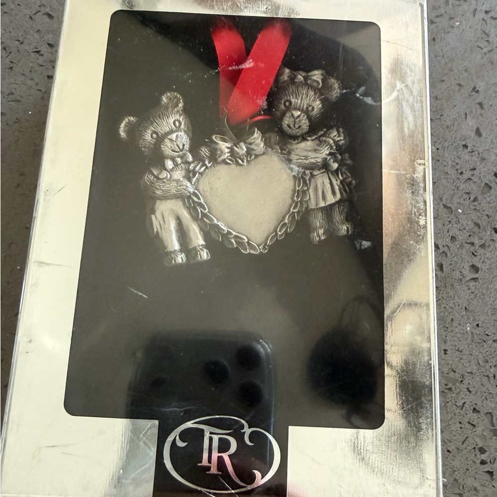 Things Remembered Silver‎ Bear Ornament with Red Ribbon